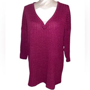FADED GLORY Knit Sweater for Women Lightweight Ribbed in BUR/Berry SZ 2X (18-20)